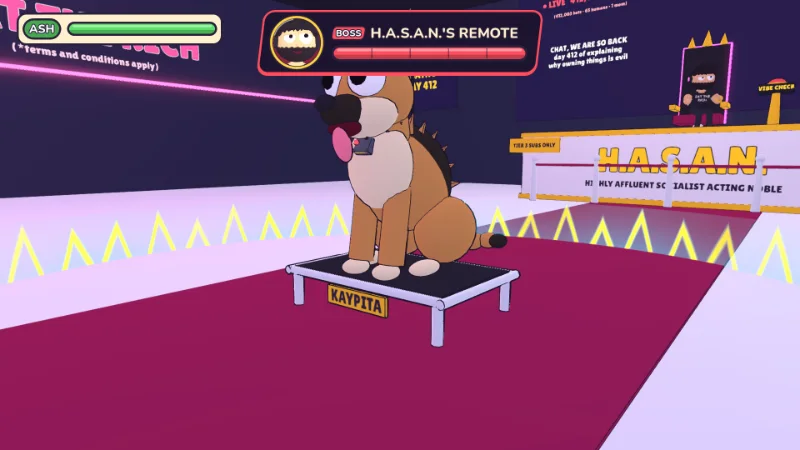 Kaypita on the red carpet of the H.A.S.A.N. boss fight.