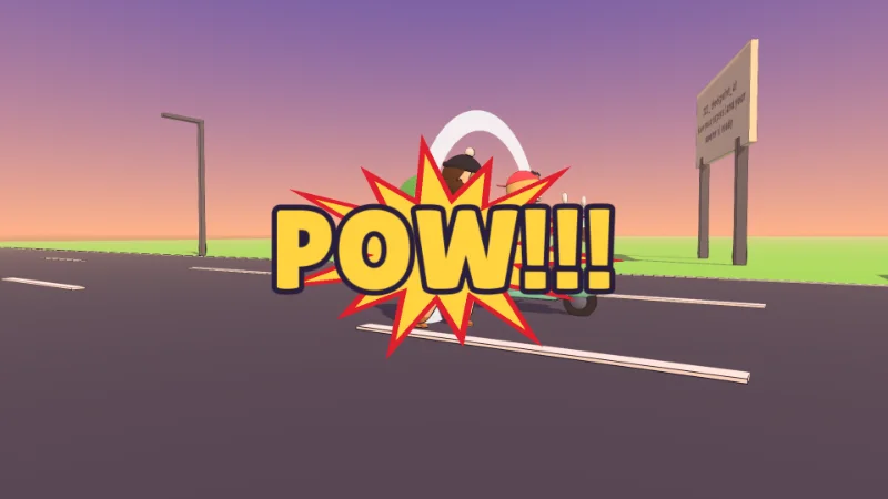 POW!!! Chad punches a scooter thief off the road.